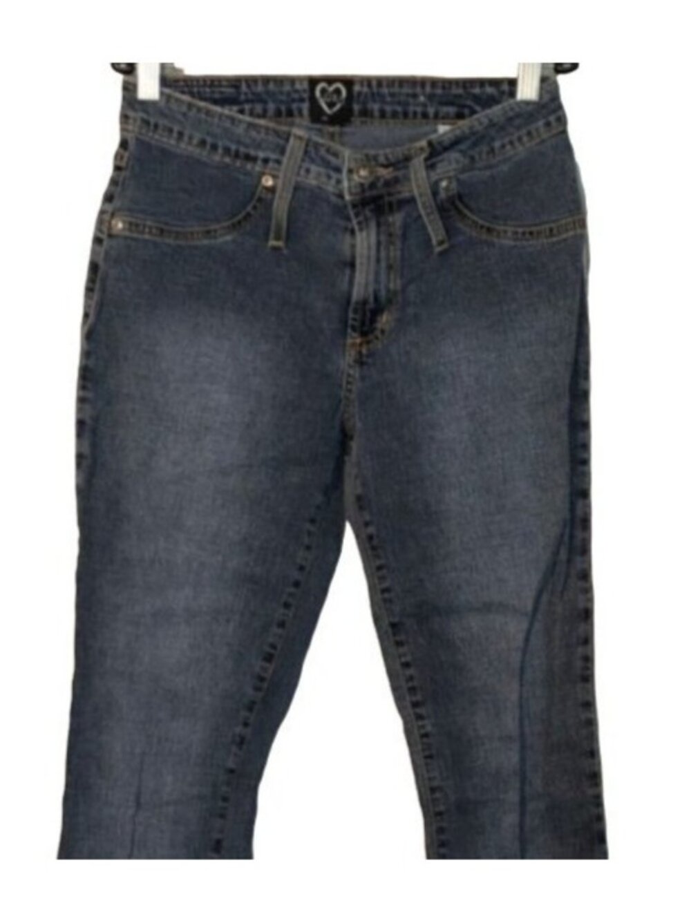 xoxo blue medium wash jeans distressed cotton blend foe front pockets  READ